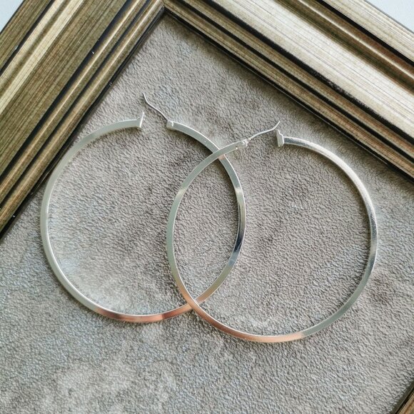 ROBERT LEE MORRIS Silver Hoop Earrings Elegant Fashion Jewelry - Picture 4 of 4